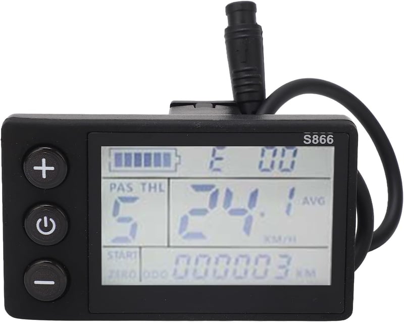 BuyWeek LCD Kijelző Elektromos Kerékpárhoz - 6P Vízálló Sebességmérő Panel, IP65 Védelem, 24-60V Kompatibilis, Háttérvilágítással, Fekete