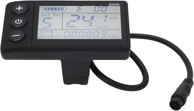 BuyWeek LCD Kijelző Elektromos Kerékpárhoz - 6P Vízálló Sebességmérő Panel, IP65 Védelem, 24-60V Kompatibilis, Háttérvilágítással, Fekete