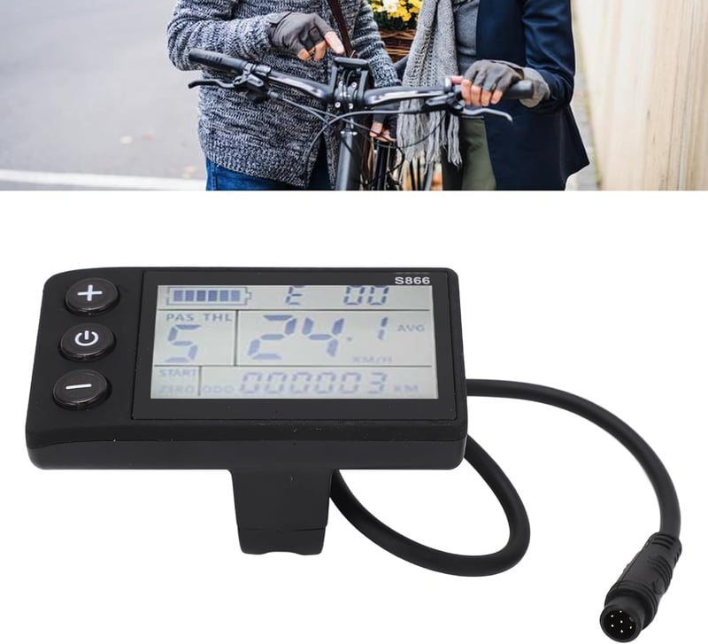 BuyWeek LCD Kijelző Elektromos Kerékpárhoz - 6P Vízálló Sebességmérő Panel, IP65 Védelem, 24-60V Kompatibilis, Háttérvilágítással, Fekete