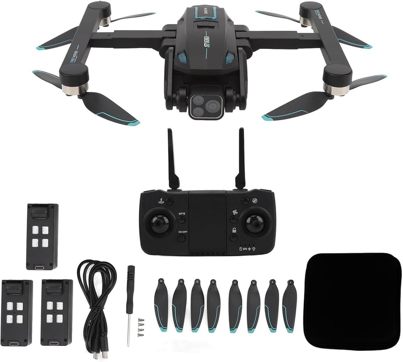 BuyWeek Mini Drón 8K 180° Dupla Kamerával - GPS WiFi Quadcopter Akadálykerüléssel, 8 LED Világítással, Kefe Nélküli Motorral