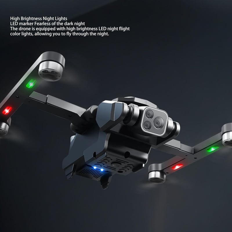 BuyWeek Mini Drón 8K 180° Dupla Kamerával - GPS WiFi Quadcopter Akadálykerüléssel, 8 LED Világítással, Kefe Nélküli Motorral