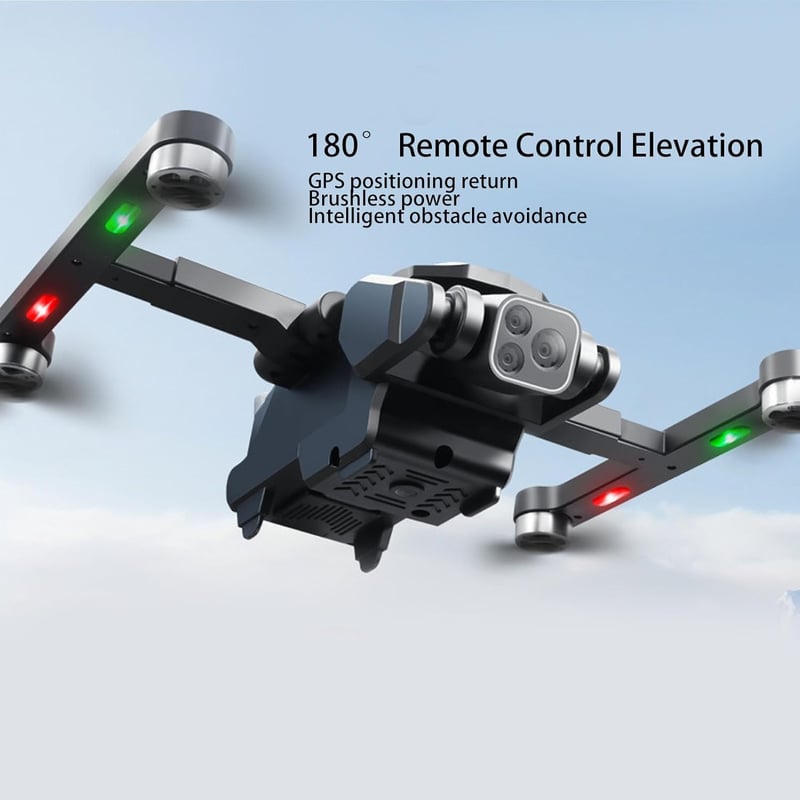 BuyWeek Mini Drón 8K 180° Dupla Kamerával - GPS WiFi Quadcopter Akadálykerüléssel, 8 LED Világítással, Kefe Nélküli Motorral