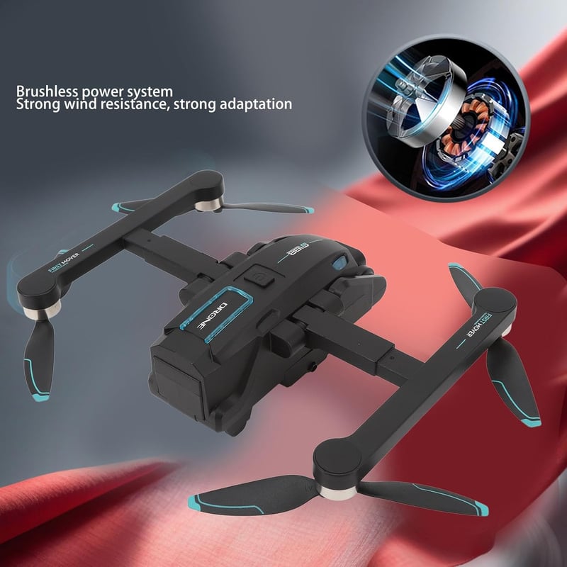 BuyWeek Mini Drón 8K 180° Dupla Kamerával - GPS WiFi Quadcopter Akadálykerüléssel, 8 LED Világítással, Kefe Nélküli Motorral