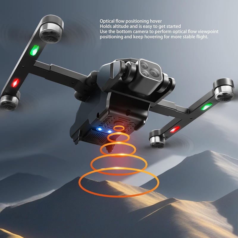 BuyWeek Mini Drón 8K 180° Dupla Kamerával - GPS WiFi Quadcopter Akadálykerüléssel, 8 LED Világítással, Kefe Nélküli Motorral