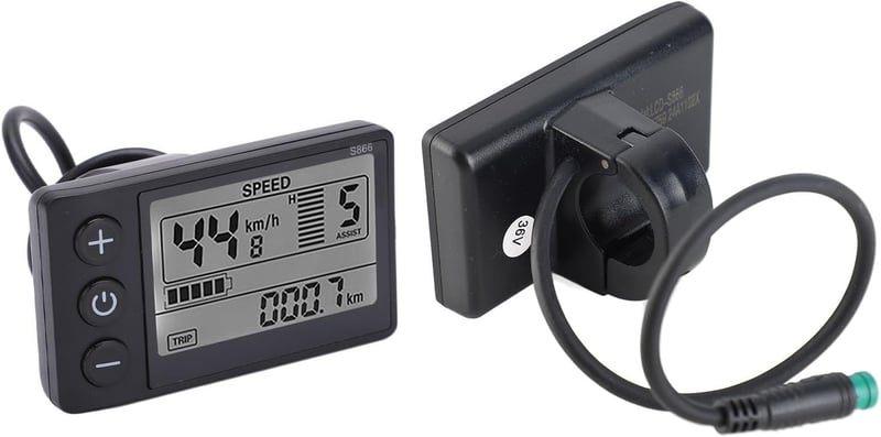 BuyWeek S866 Elektromos Kerékpár LCD Kijelző - 24/36/48V Sebességmérő, Kilométeróra, Vízálló 5 Tűs Csatlakozó, 22,2mm Kormányra