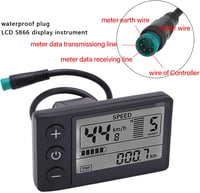 BuyWeek S866 Elektromos Kerékpár LCD Kijelző - 24/36/48V Sebességmérő, Kilométeróra, Vízálló 5 Tűs Csatlakozó, 22,2mm Kormányra 4