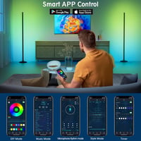 Buyya 165,5 cm LED álló lámpa RGB távirányítóval, app vezérléssel, színváltó, dimmelhető, zeneszinkron 9