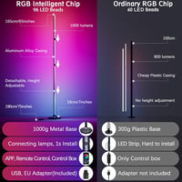 Buyya 165,5 cm LED álló lámpa RGB távirányítóval, app vezérléssel, színváltó, dimmelhető, zeneszinkron 6