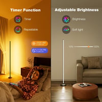 Buyya 165,5 cm LED álló lámpa RGB távirányítóval, app vezérléssel, színváltó, dimmelhető, zeneszinkron 5