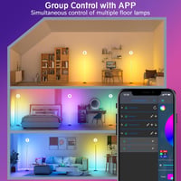 Buyya 165,5 cm LED álló lámpa RGB távirányítóval, app vezérléssel, színváltó, dimmelhető, zeneszinkron 7