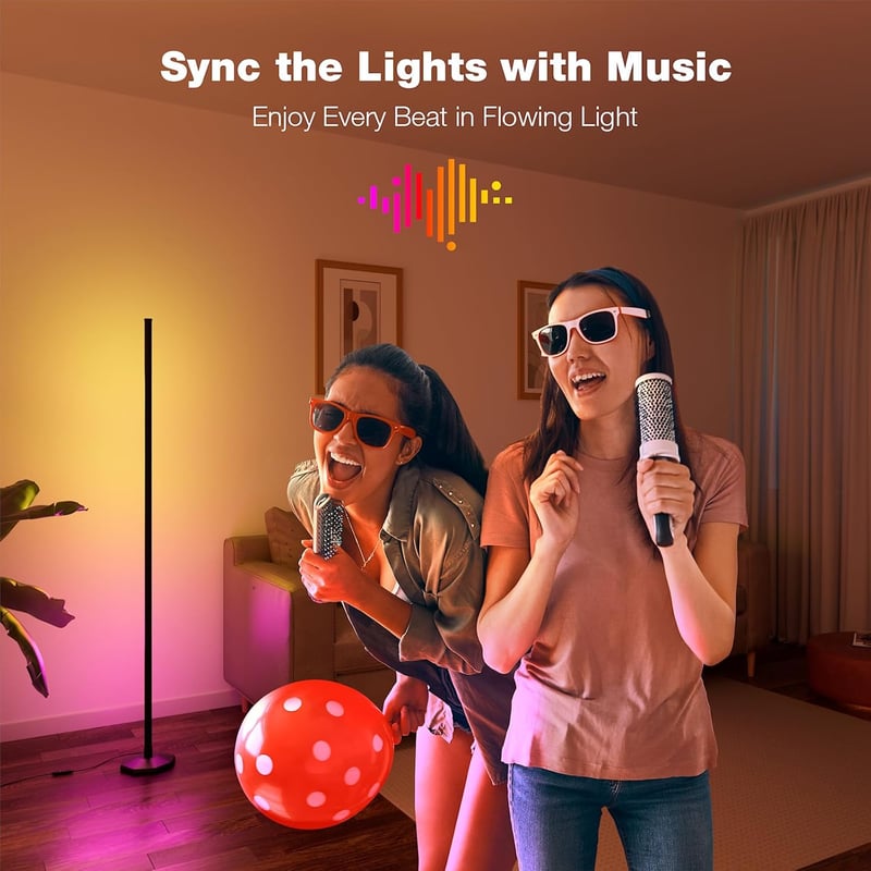 Buyya 165,5 cm LED álló lámpa RGB távirányítóval, app vezérléssel, színváltó, dimmelhető, zeneszinkron