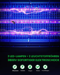 Buzbug LED zamka za insekte za unutarnje prostore, 3 LED žarulje s vijekom trajanja od 50000 sati, energetski učinkovito privlačenje s dva frekvencijska pojasa, visokonaponski električni uređaj za uništavanje komaraca, muholovka i zamka za komarce 3