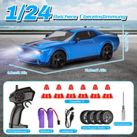 BuzzoXerex RC drift auto, Mini RC drift auto 1:24 4WD s LED svetlami, 18 km/h, diaľkovo ovládané auto pre deti aj dospelých od 6 rokov 2