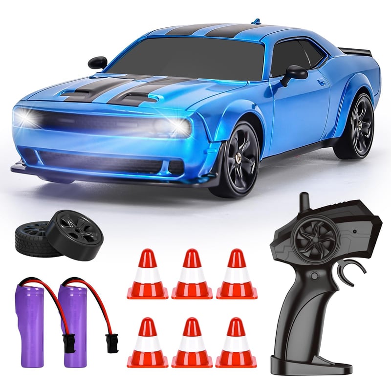 BuzzoXerex RC drift auto, Mini RC drift auto 1:24 4WD s LED svetlami, 18 km/h, diaľkovo ovládané auto pre deti aj dospelých od 6 rokov
