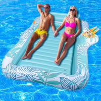 BuzzoXerex dupla felfújható vízhinta matrac fejtámasszal és italtartóval - zöld - 210x130 cm 1