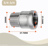 Bwintech 2 db 3/4" BSP Menetes Rozsdamentes Acél Átalakító - Hatlapfejű Szűkítő Csatlakozó Gáz és Folyadék Vezetékekhez 2