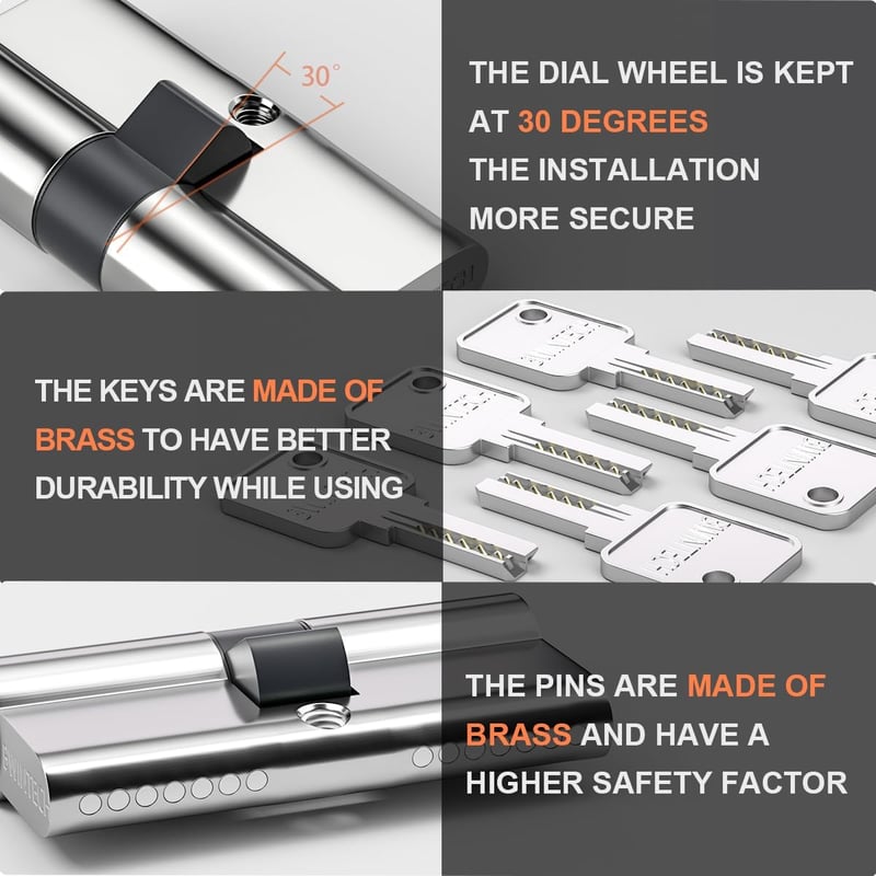 Bwintech 30/30 mm Euro Hengerzár 60 mm Kulccsal, Fúrás- és Kimaródásbiztos