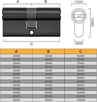 Bwintech 80mm Biztonsági Hengerzár 40/40mm Sárgaréz Kulccsal, Fúrás- és Feltörésvédett 2