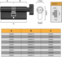 Bwintech Euro Hengerzár 70 mm (35T/35) Gombos 5 Kulccsal - fekete 2