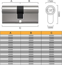 Bwintech 45/55 mm Euro Hengerzár 100 mm Satin Nikkel Biztonsági Cilinderzár 5 Kulccsal 2