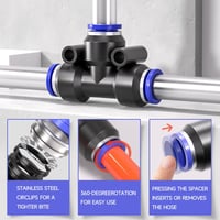 Bwintech 46 részes 6mm-es pneumatikus gyorscsatlakozó készlet - egyenes/könyök/T/elosztó és 4-6.4-8.6-8mm-es szűkítő csatlakozók PU/nylon/PE 3