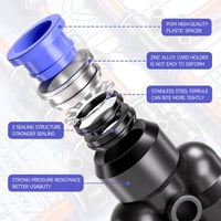Bwintech 46 részes 6mm-es pneumatikus gyorscsatlakozó készlet - egyenes/könyök/T/elosztó és 4-6.4-8.6-8mm-es szűkítő csatlakozók PU/nylon/PE 4