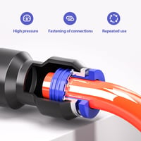 Bwintech 46 részes 6mm-es pneumatikus gyorscsatlakozó készlet - egyenes/könyök/T/elosztó és 4-6.4-8.6-8mm-es szűkítő csatlakozók PU/nylon/PE 6