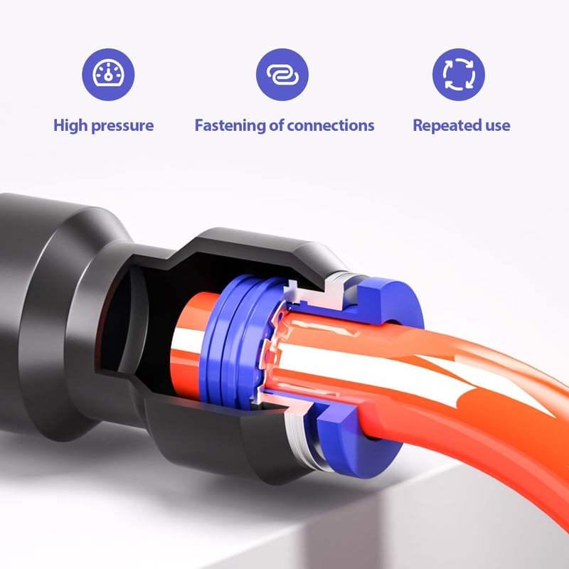 Bwintech 46 részes 6mm-es pneumatikus gyorscsatlakozó készlet - egyenes/könyök/T/elosztó és 4-6.4-8.6-8mm-es szűkítő csatlakozók PU/nylon/PE