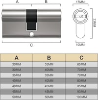 Bwintech 70mm Nikkel-Cink Euro Hengerzár Ajtózár 8 Hornyos Kulccsal 2