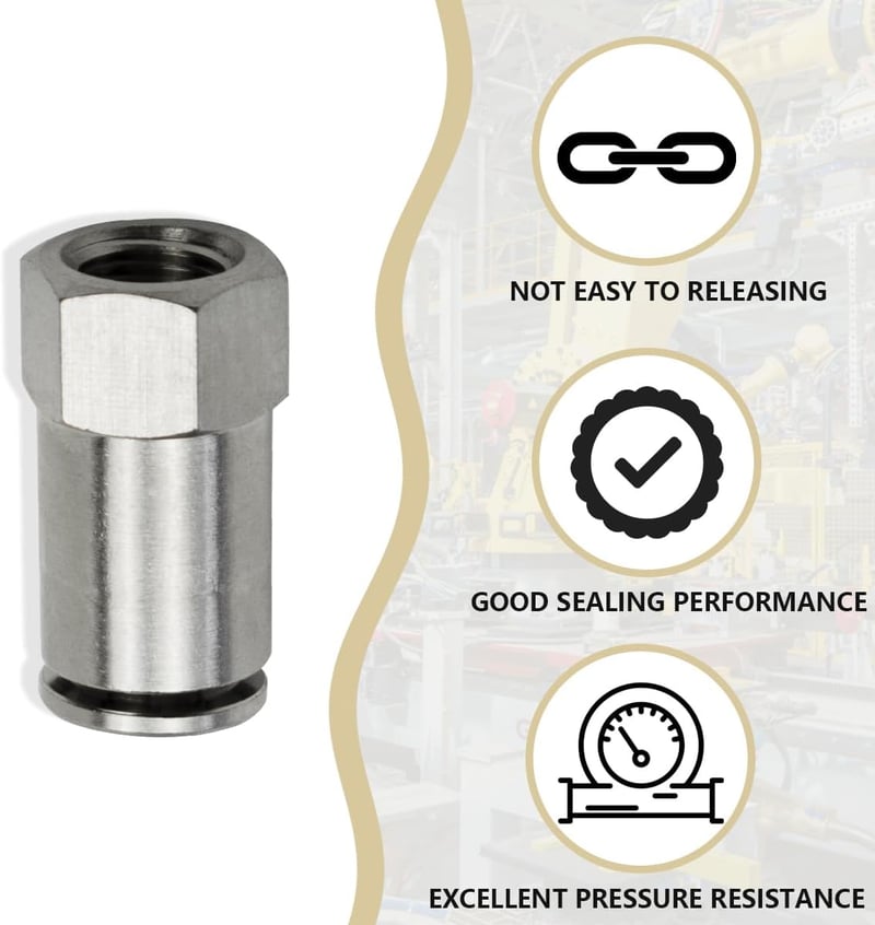 Bwintech Egyenes Pneumatikus Gyorscsatlakozó Készlet - 5 db Nikkelezett Sárgaréz, 8mm Tömlő x 1/4" BSP Menetes, Ipari Automatizáláshoz