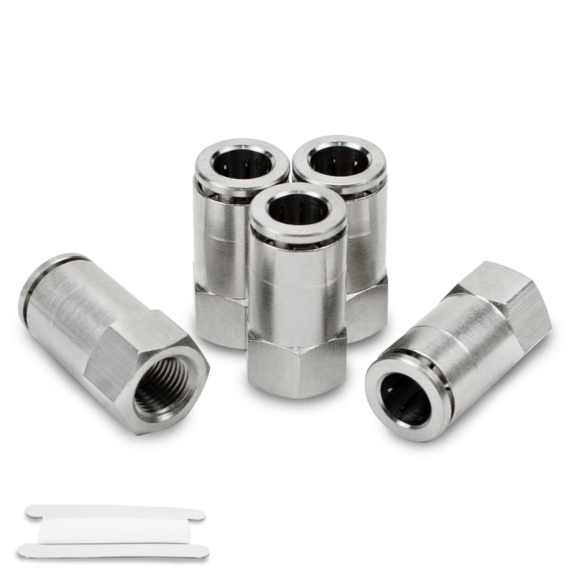 Bwintech Priama Pneumatická Rýchlospojka Sada - 5 ks Poniklovaná Mosadz, 8mm Hadica x 1/4" BSP Závit, Pre Priemyselnú Automatizáciu