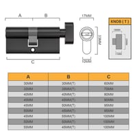 Bwintech Euro cylindrická vložka 70 mm (35T/35) s gombíkom a 5 kľúčmi – čierna 2