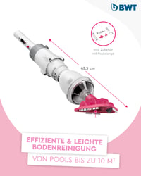 Aspirator de piscină cu acumulator BWT BC02 - fără fir, autonomie de 30 de minute, 2000 mAh, pentru piscine pentru copii și jacuzzi, cu mâner standard 2