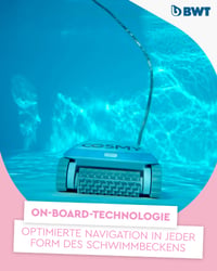 Robot de curățare piscină BWT Cosmy 200 – ușor și compact, pentru piscine de până la 10 m lungime, curăță podeaua, pereții și linia apei, cu control prin aplicație 7