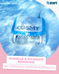 Robot de curățare piscină BWT Cosmy 200 – ușor și compact, pentru piscine de până la 10 m lungime, curăță podeaua, pereții și linia apei, cu control prin aplicație 5