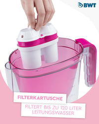 Cană filtrantă BWT Vida 2,6 L roz, cu 1 cartuș de filtrare cu magneziu inclus 2