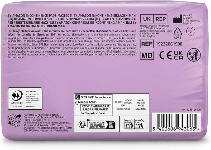 by Amazon Maxi Inkontinencia Betét Szagtalan 48 db (6x8 db) - Maxi - 48 Pads (6 Packungen à 8 Stück)