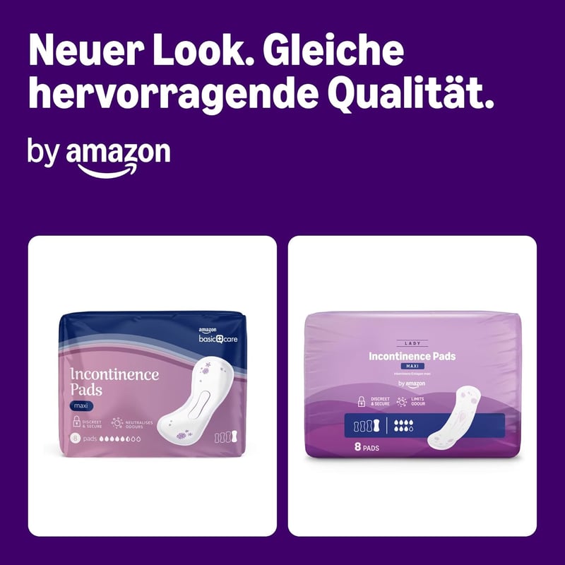 by Amazon Maxi Inkontinencia Betét Szagtalan 48 db (6x8 db) - Maxi - 48 Pads (6 Packungen à 8 Stück)
