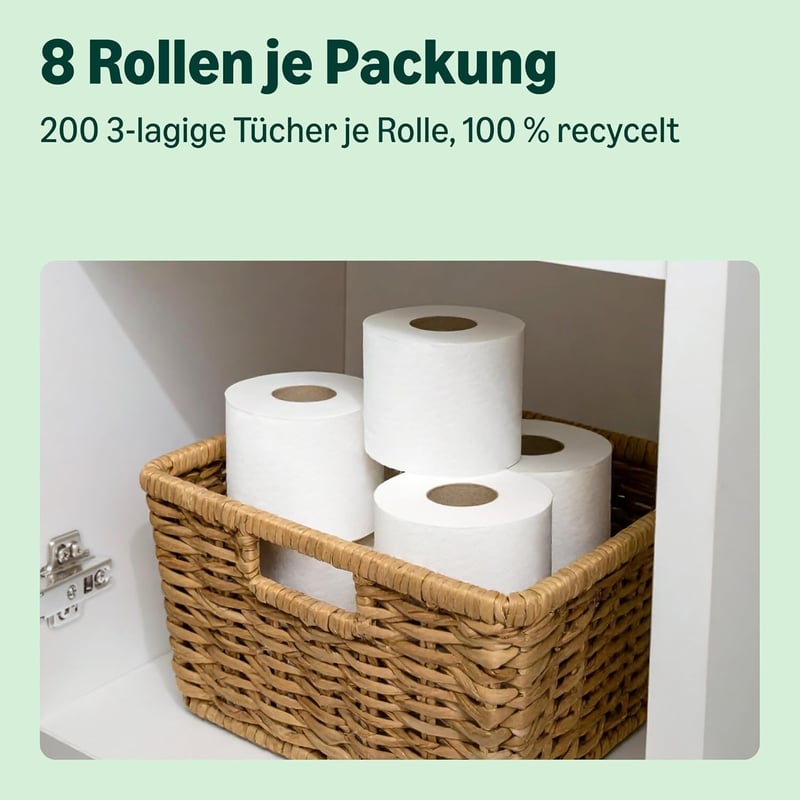 by Amazon Újrahasznosított Toalettpapír 3 Rétegű 200 Lap 8 Tekercs FSC Tanúsított - 8 pcs (pack of 1)