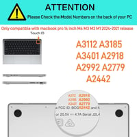 BYCeKe MacBook Pro 14" Tok 2021-2024 M4-M1 Modellekhez A3112 A3185 A3401 A2918 A2992 A2779 A2442 - Kockás Mintás Műbőr Védőtok Billentyűzet  2