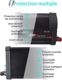 BYGD 200W autós inverter, 12V DC / 220-230V AC, dupla USB 3.1A 3