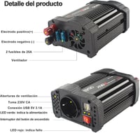 BYGD 200W autós inverter, 12V DC / 220-230V AC, dupla USB 3.1A 5