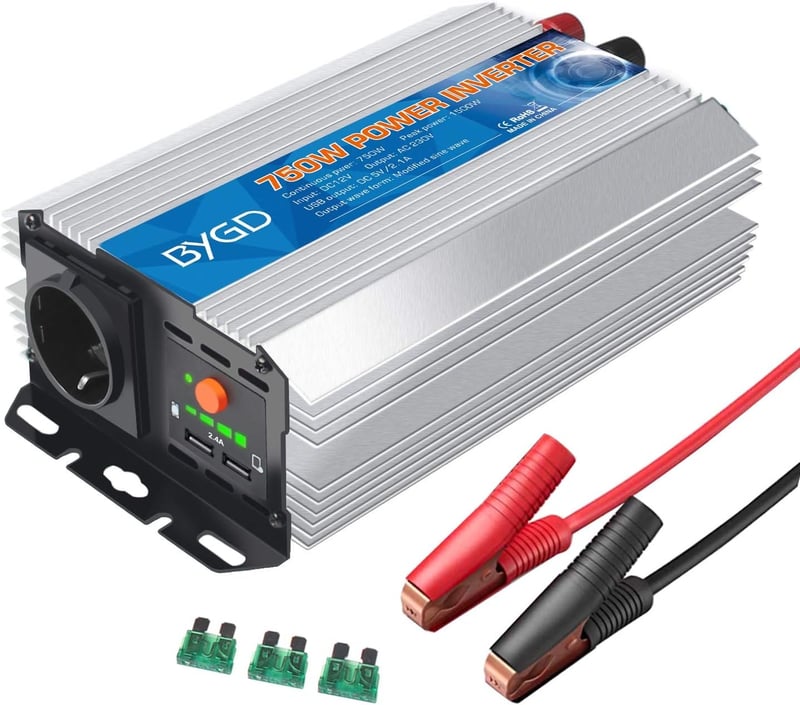BYGD 750W/1500W Inverter 12V-230V Átalakító USB Portokkal