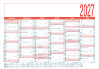 Calendar de lucru byNeumann 2027 A4 laminat - 29x21 cm, calendar de perete pentru birou, 6 luni/pagină, cu numărătoare a zilelor lucrătoare și a săptămânilor, prezentare generală a sărbătorilor și a zilelor libere 1