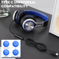 Bywulanda USB-C fejhallgató mikrofonnal és hangerőszabályzóval, összecsukható - kék/fekete 7