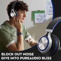 Bywulanda USB-C fejhallgató mikrofonnal és hangerőszabályzóval, összecsukható - kék/fekete 2
