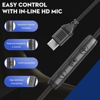 Bywulanda USB-C fejhallgató mikrofonnal és hangerőszabályzóval, összecsukható - kék/fekete 4