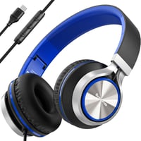 Bywulanda USB-C fejhallgató mikrofonnal és hangerőszabályzóval, összecsukható - kék/fekete 1