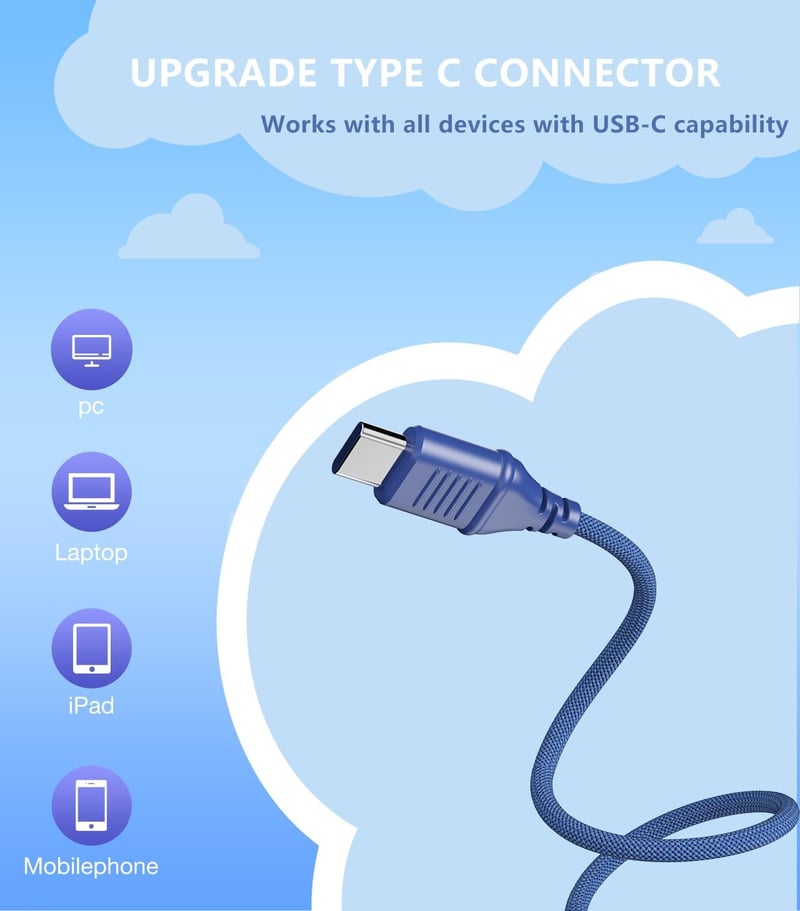 Bywulanda USB-C Gyerek Fejhallgató 94dB Hangerő Limitálás, Összecsukható, Iskolához