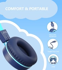 Bywulanda USB-C Gyerek Fejhallgató 94dB Hangerő Limitálás, Összecsukható, Iskolához 6